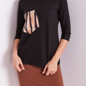 Wholesale Black women's blouse with pocket