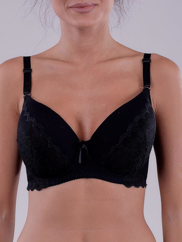 Wholesale Padded Black Bra with Lace