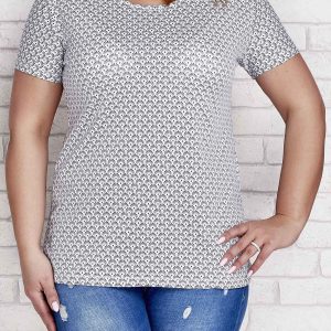 Wholesale White patterned t-shirt PLUS SIZE