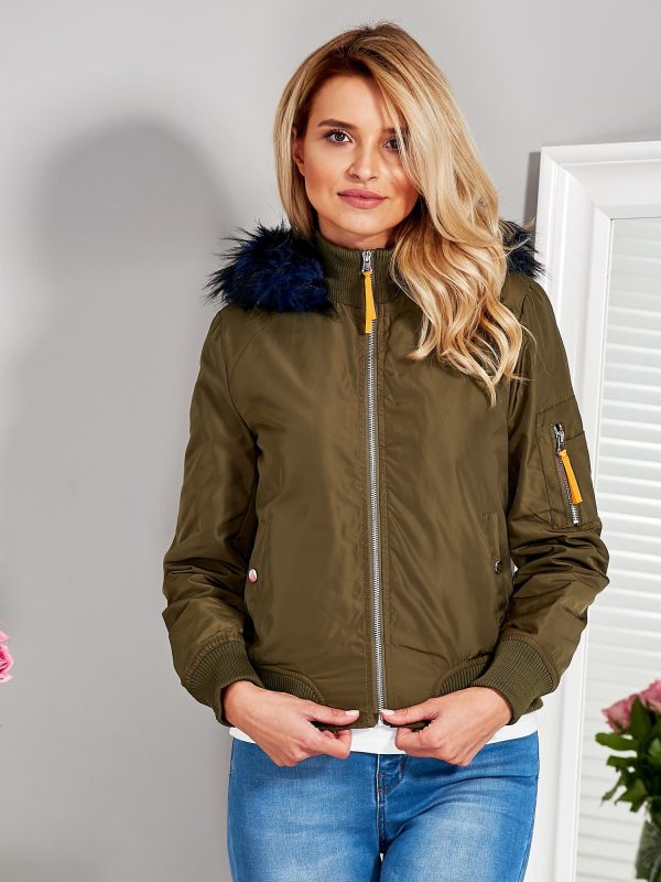 Wholesale Khaki hooded bomber jacket