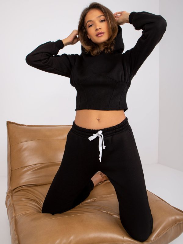 Wholesale Black sweatsuit set with trousers Brunete