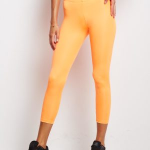 Wholesale Long Fluo Orange Medium Thickness Fitness Leggings