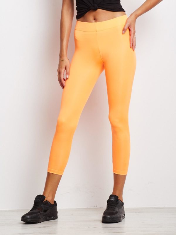 Wholesale Long Fluo Orange Medium Thickness Fitness Leggings