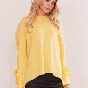 Wholesale Yellow sweater with binding on the sleeves