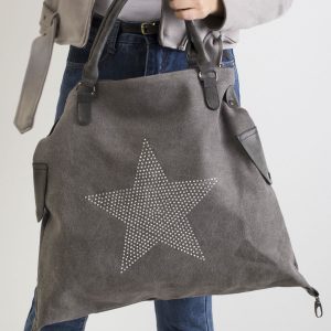 Wholesale Gray bag with star with rhinestones