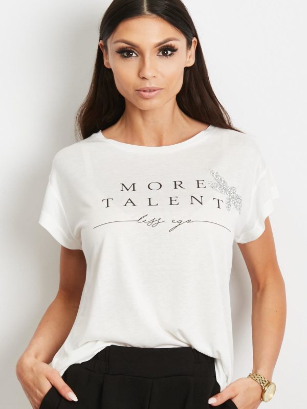 Wholesale Ecru t-shirt with the inscription MORE TALENT LESS EGO