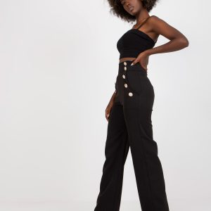 Wholesale Black high waist pants with buttons