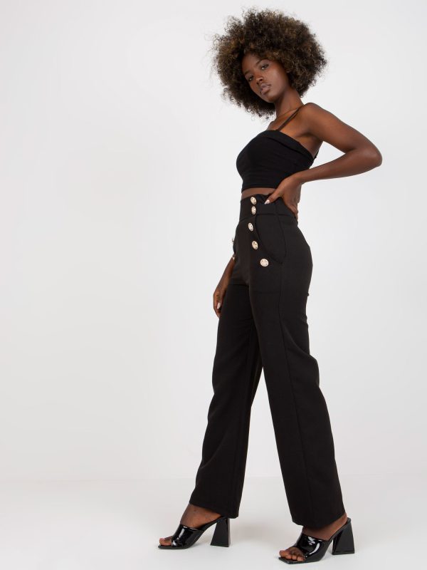 Wholesale Black high waist pants with buttons