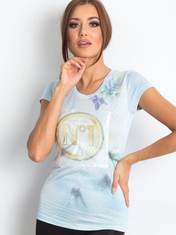 Wholesale Light blue t-shirt with graphic print