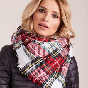 Wholesale White and red plaid scarf