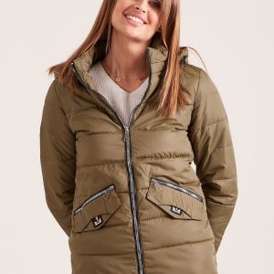 Wholesale Lightweight Transitional Jacket with Khaki Detachable Hood