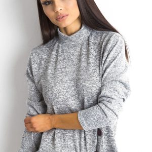 Wholesale Grey blouse with half turtleneck