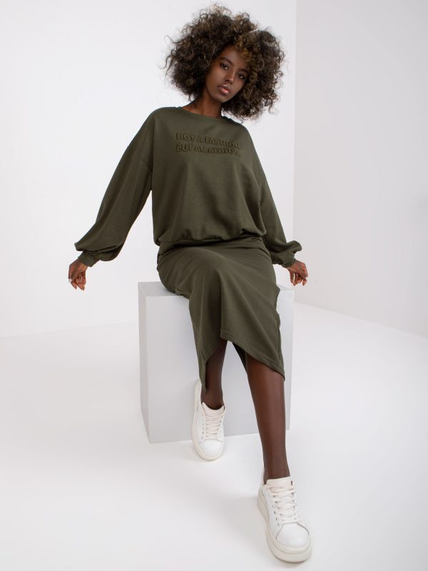 Wholesale Khaki cotton sweatsuit set with Louisa skirt