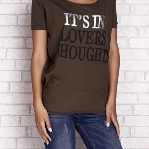 Wholesale Olive t-shirt with the inscription IT'S IN LOVERS THOUGHTS Funk n Soul