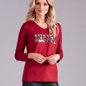 Wholesale Burgundy blouse with sequins