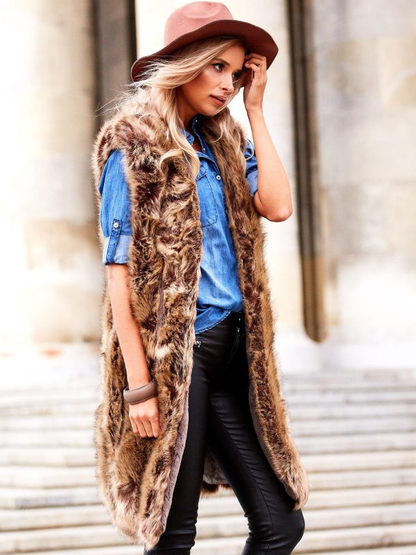 Wholesale Brown Faux Fur Vest