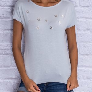 Wholesale Light gray T-shirt with GLAMOUR