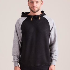 Wholesale Men's Black Sweatshirt with Hoodie