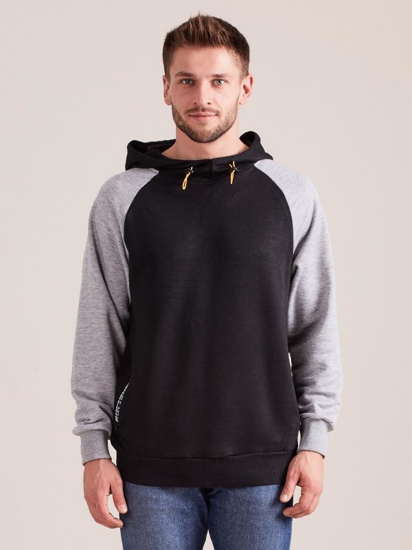 Wholesale Men's Black Sweatshirt with Hoodie