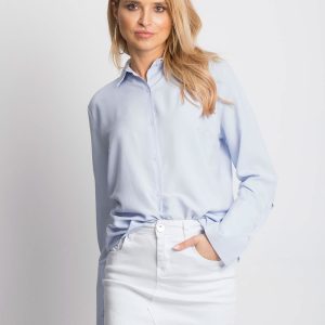 Wholesale Women's shirt with cutout and bows on the back light blue