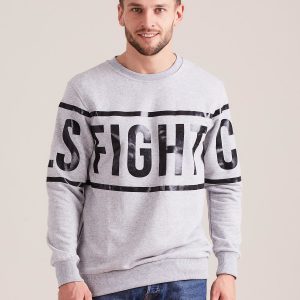 Wholesale Grey hooded sweatshirt for men with inscription