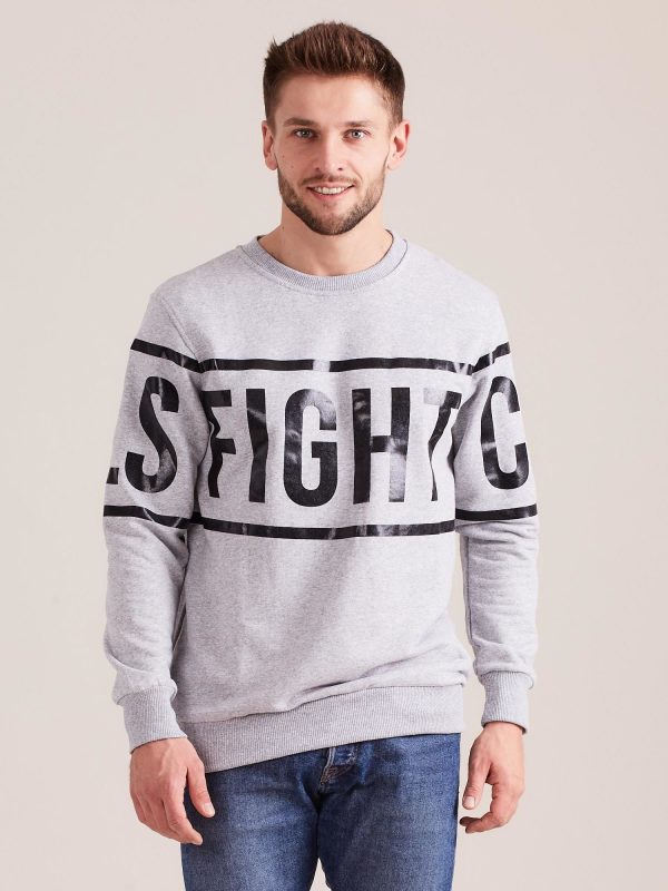 Wholesale Grey hooded sweatshirt for men with inscription