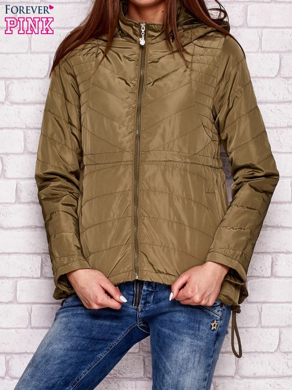 Wholesale Jacket with sliding pockets and detachable khaki hood