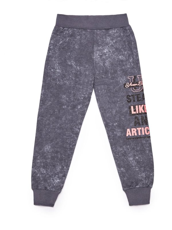 Wholesale Grey sweatpants for girl with text print