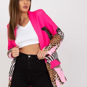 Wholesale Fluo pink blazer with prints and long sleeves