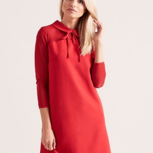 Wholesale Dress with collar red