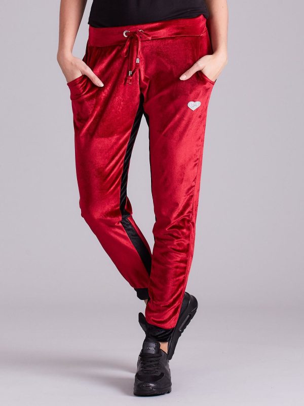 Wholesale Burgundy velour sweatpants