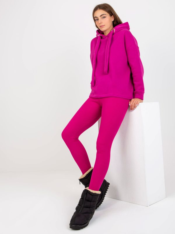 Wholesale Fuchsia smooth sweatsuit set with leggings