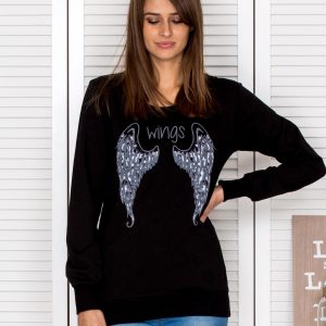 Wholesale Black sweatshirt with wings