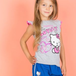 Wholesale Grey t-shirt for girl HELLO KITTY