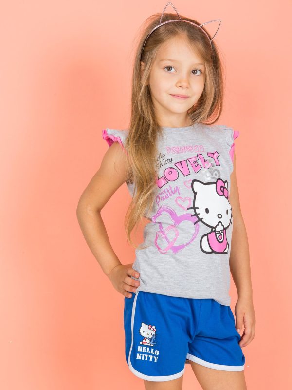 Wholesale Grey t-shirt for girl HELLO KITTY