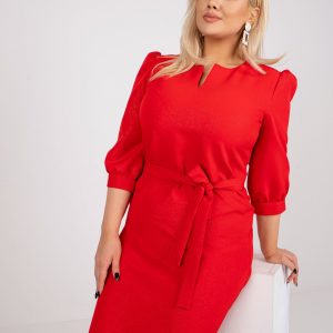 Wholesale Red Glitter Plus Size Dress with Belt