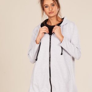 Wholesale Light Grey Asymmetrical Hoodie