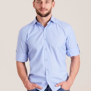 Wholesale Blue regular cut men's shirt