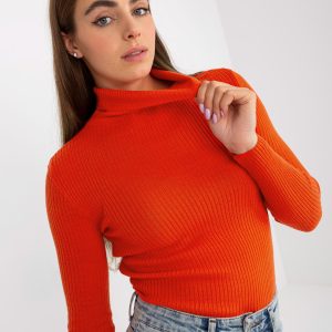 Wholesale Orange Women's Turtleneck Sweater