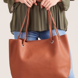 Wholesale Brown soft shopper bag