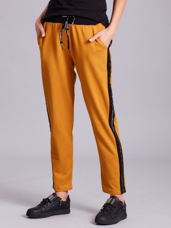 Wholesale Mustard trousers with stripes