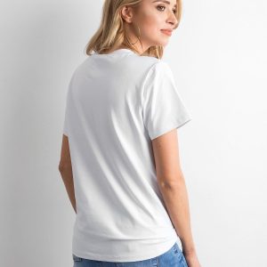 Wholesale White T-shirt with glossy applique