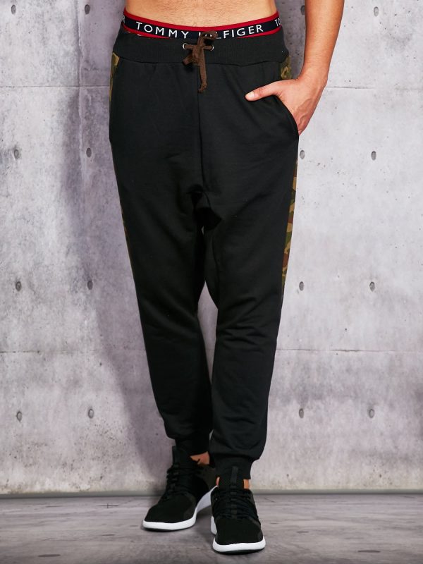 Wholesale Sweatpants with camo insert black