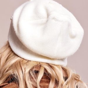 Wholesale White beanie with pearls