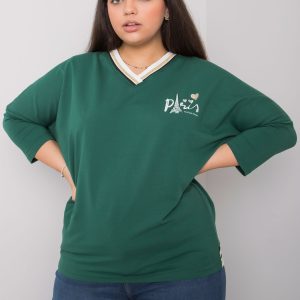 Wholesale Alida Green Plus Size Cotton Blouse