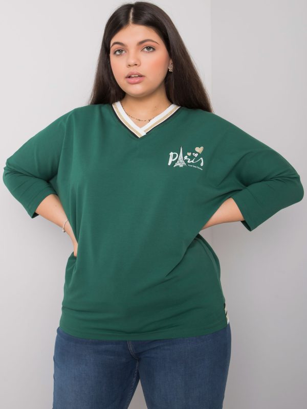 Wholesale Alida Green Plus Size Cotton Blouse