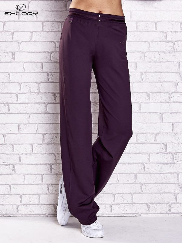 Wholesale Dark purple sweatpants with buttons PLUS SIZE