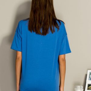 Wholesale Blue t-shirt with lacing