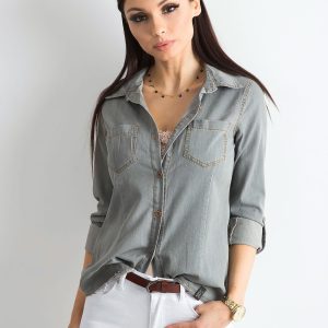 Wholesale Women's Grey Cotton Shirt