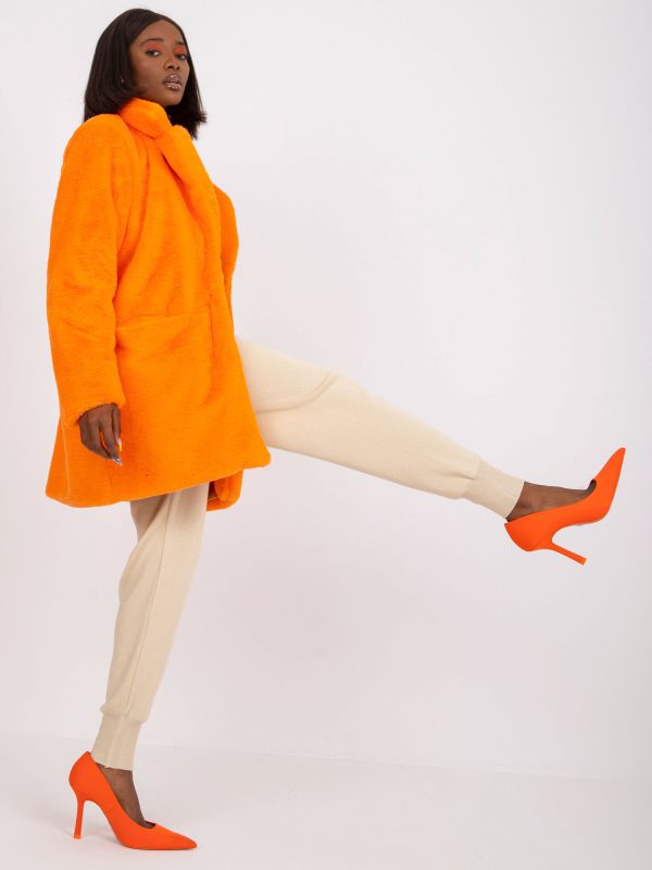 Wholesale Orange fur coat with lining